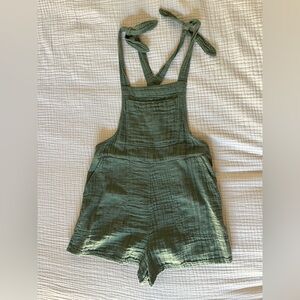 Aerie Olive Green Tie-Strap Gauze Overall Romper – Size XS